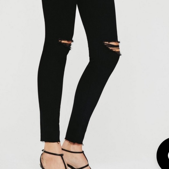 AG Farrah High Rise crop black jeans, Adriano Goldschmeid 26, distressed raw hem - Picture 4 of 12